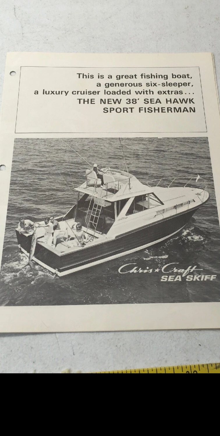 Chris-Craft Sea Skiff 38-foot Sea Hawk Sport Fisherman period advertisement